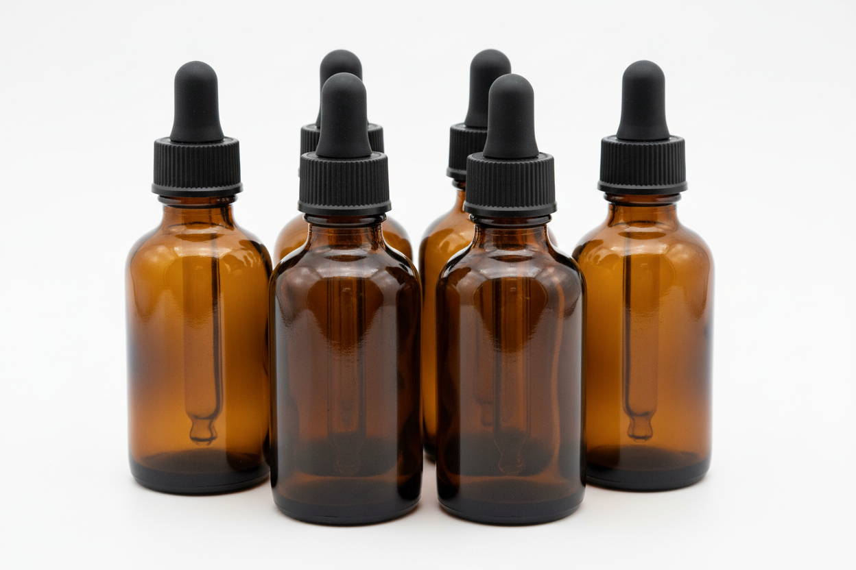 Amber Glass Dropper Bottles 4 oz for Essential Oils