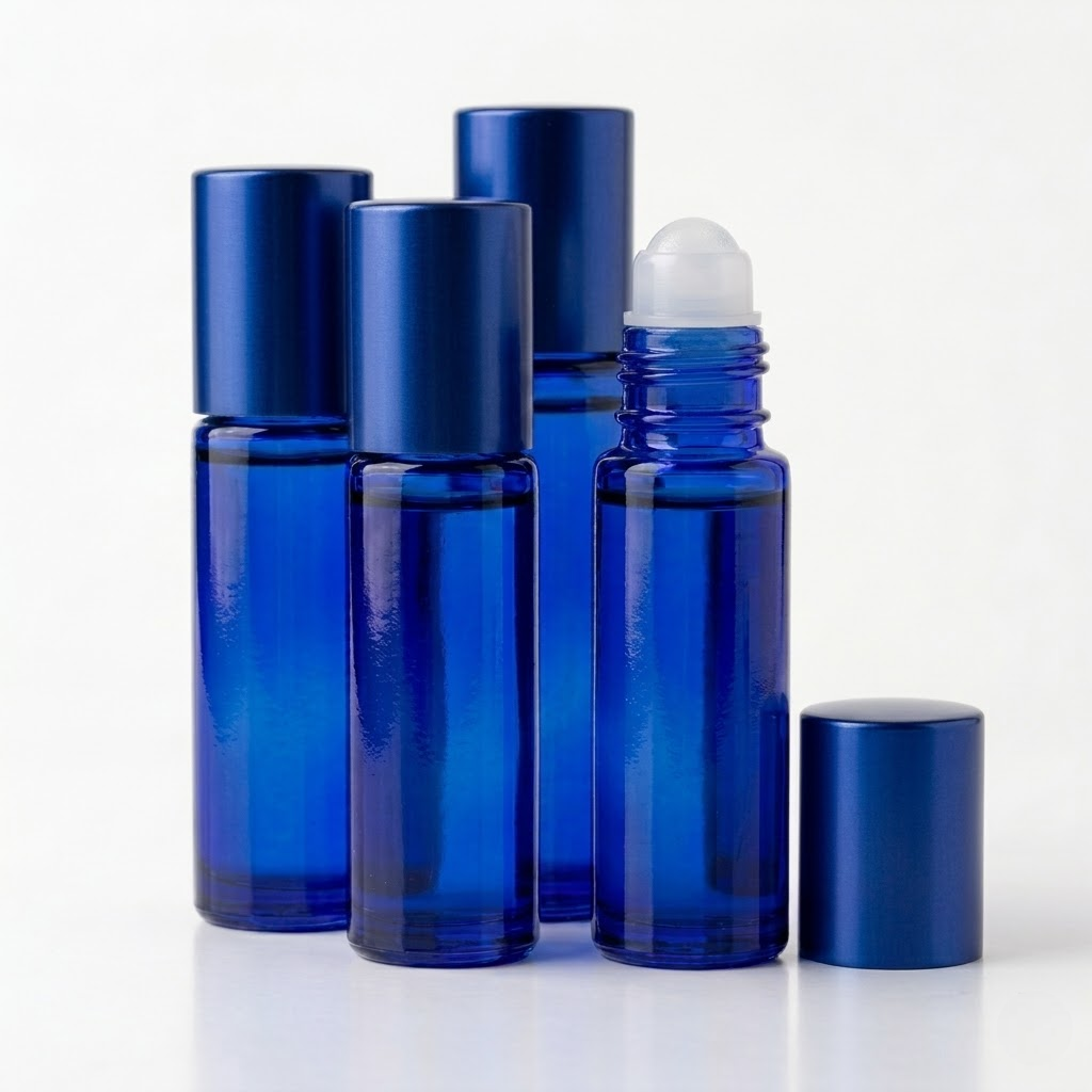 Pack of 4 Glass Roll On Bottles 30ml Refillable