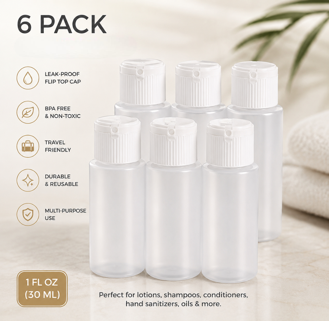 2 Oz Premium Leakproof Refillable Plastic BPA, BPF-Free Bottles