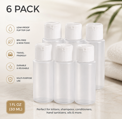 2 Oz Premium Leakproof Refillable Plastic BPA, BPF-Free Bottles