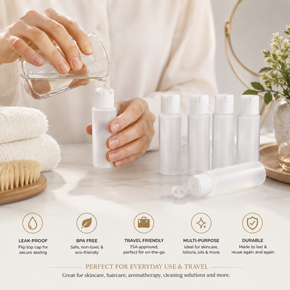1 Oz Premium Refillable Mini Plastic Bottles With Airtight Caps BPA-Free.