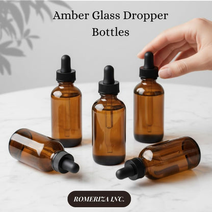Amber Glass Dropper Bottles 4 oz for Essential Oils