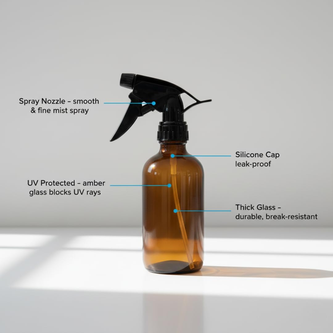 8 oz Refillable Amber Spray Bottles for Essential Oils