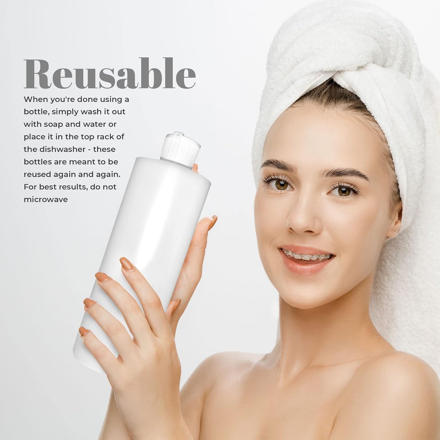 16oz Refillable Plastic Bottles with Pour Spout 2 Pack