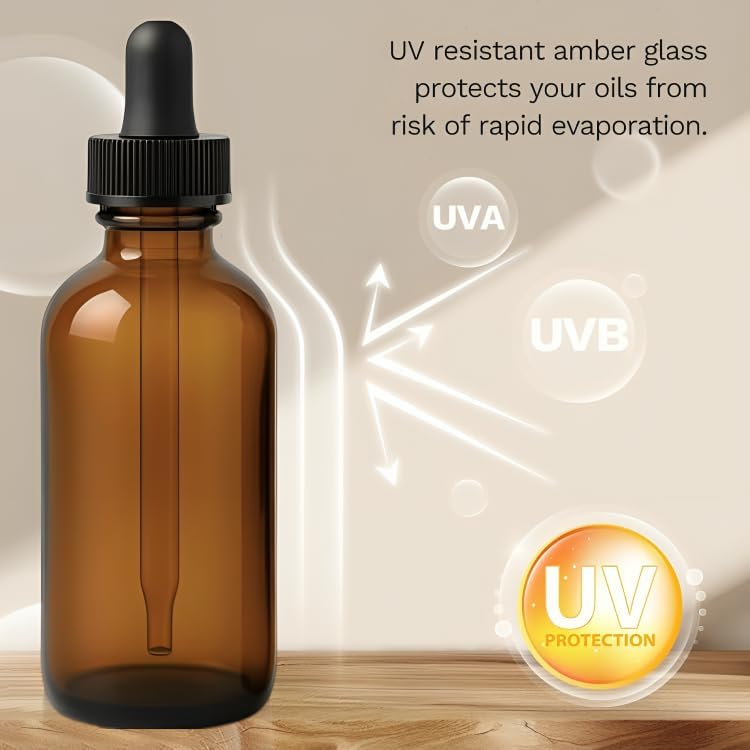 Amber Glass Dropper Bottles 4 oz for Essential Oils