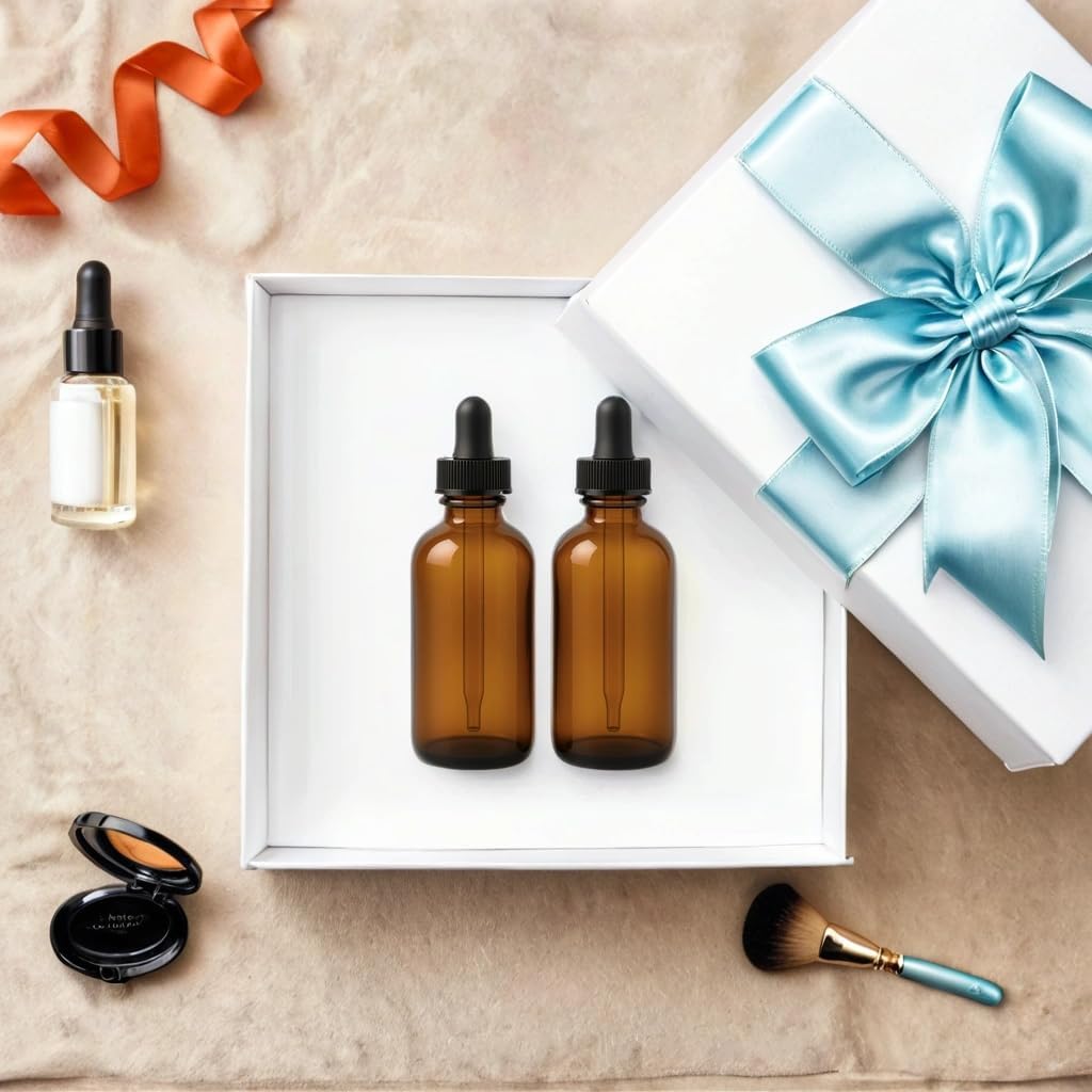 Amber Glass Dropper Bottles 4 oz for Essential Oils