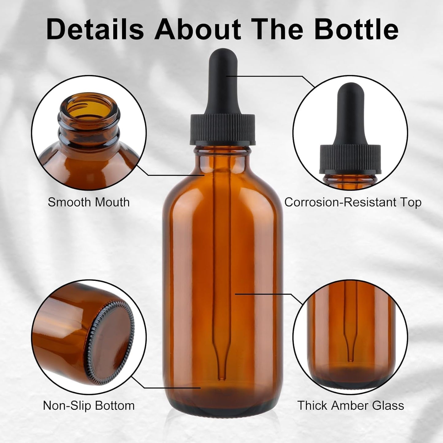 Amber Glass Dropper Bottles 4 oz for Essential Oils