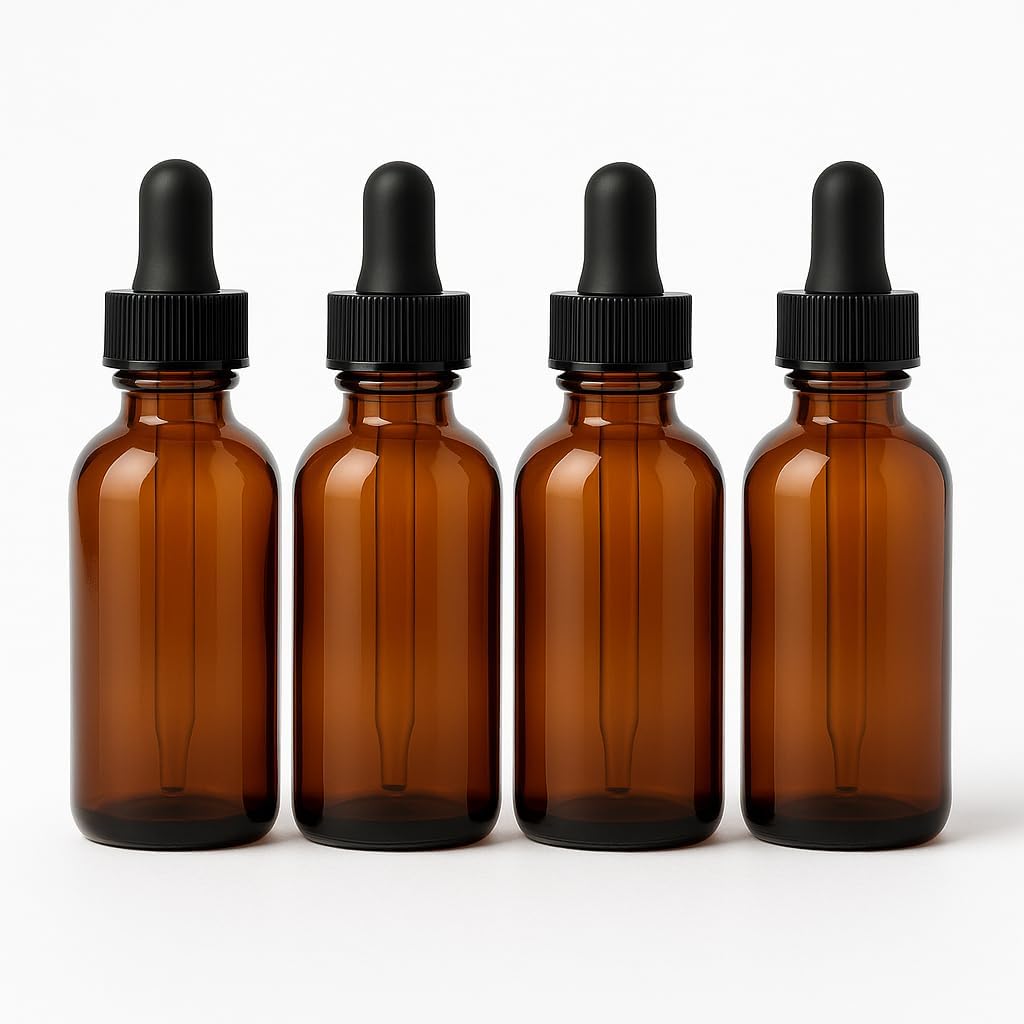Amber Glass Dropper Bottles 4 oz for Essential Oils