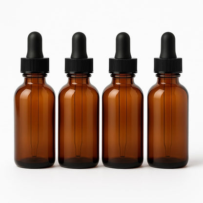 Amber Glass Dropper Bottles 4 oz for Essential Oils