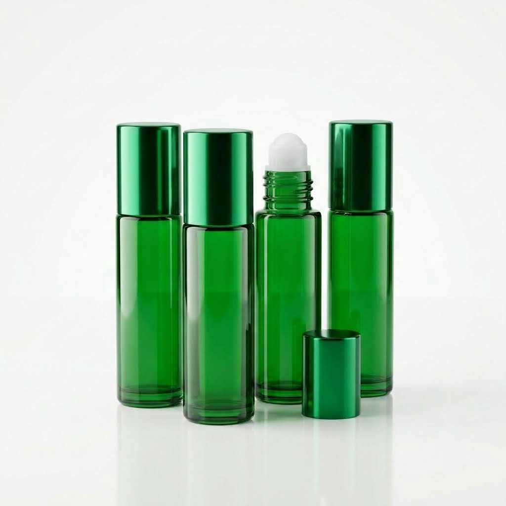 Pack of 4 Glass Roll On Bottles 30ml Refillable
