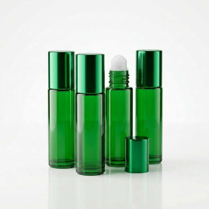 Pack of 4 Glass Roll On Bottles 30ml Refillable