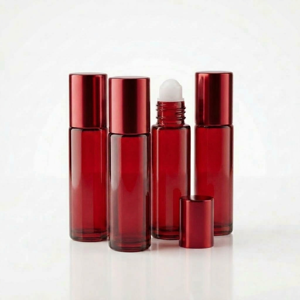 Pack of 4 Glass Roll On Bottles 30ml Refillable