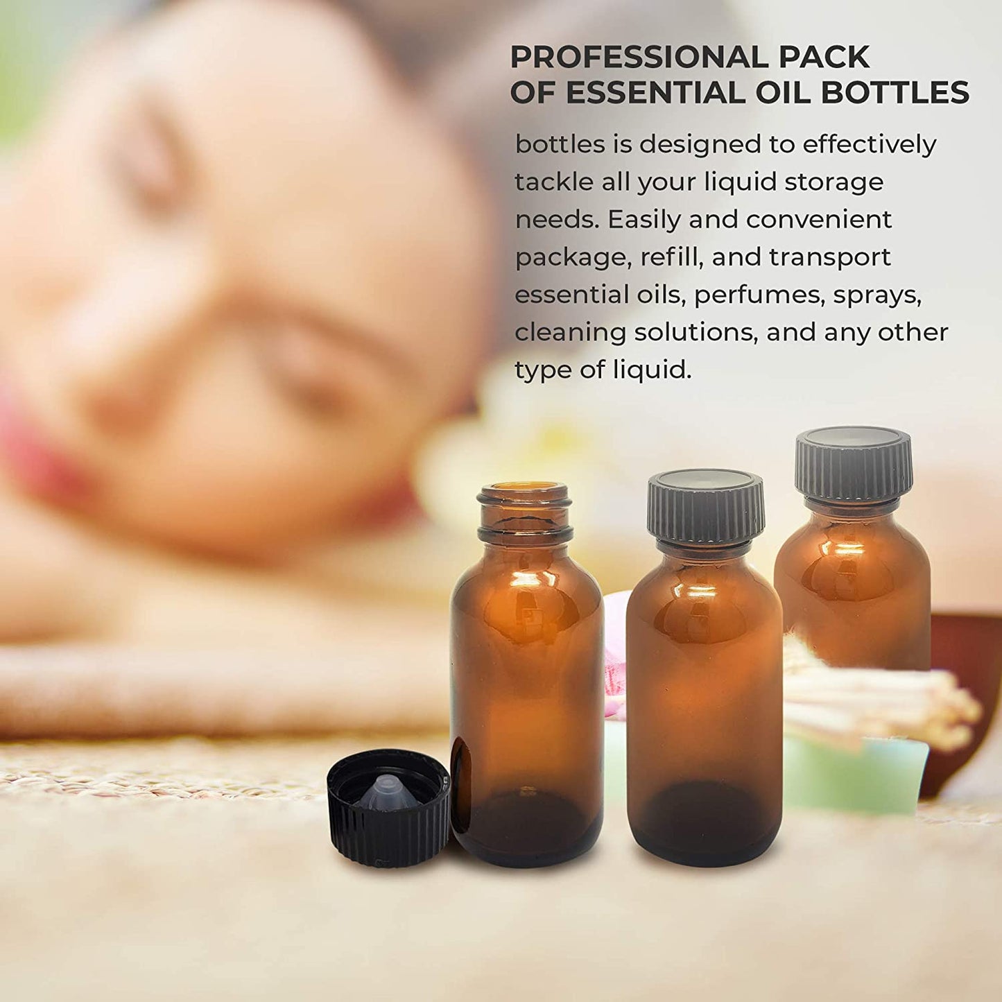 Onisavings 1oz Refillable Essential Oil Glass Bottles