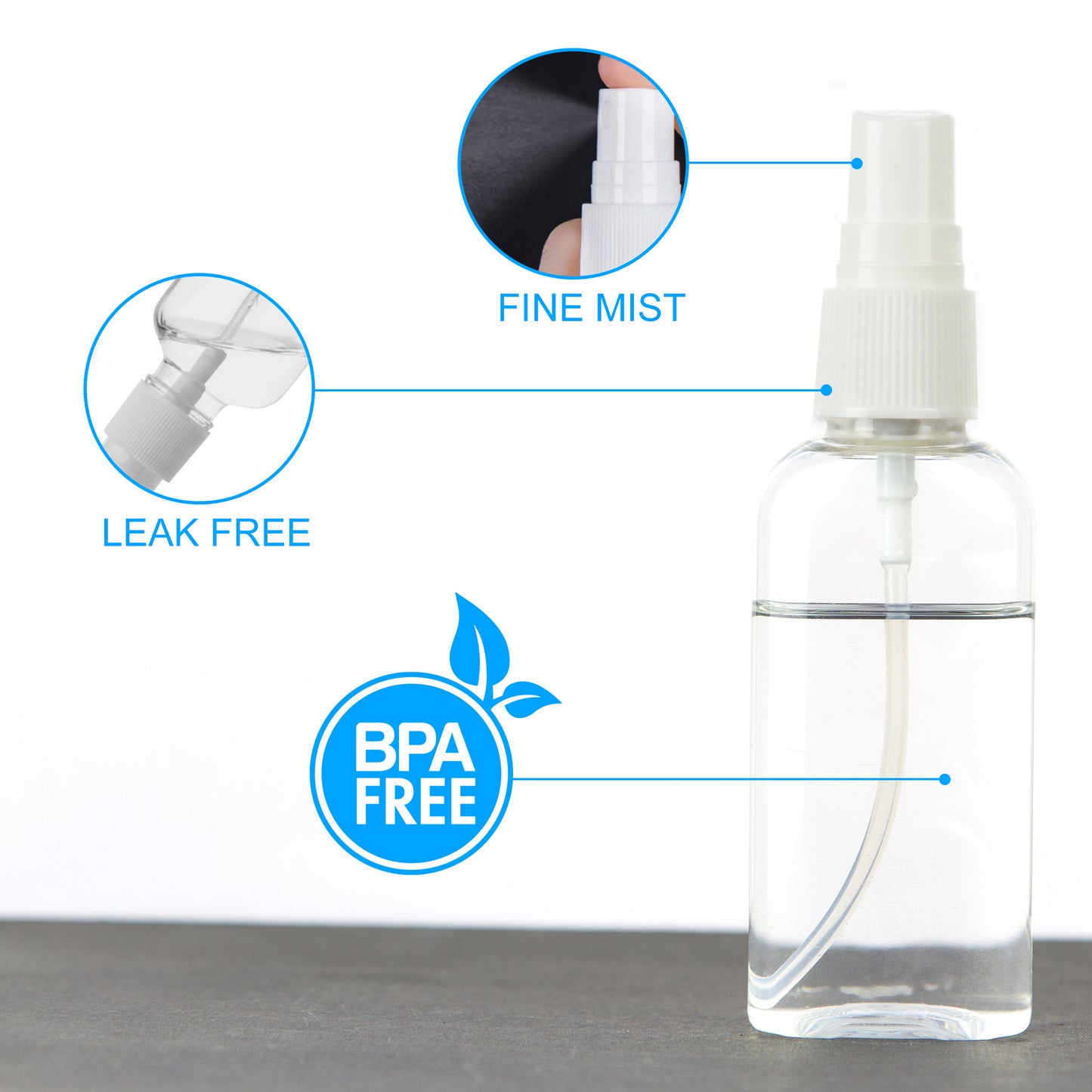 Refillable 59ml Glass Spray Bottles Leak Proof Design